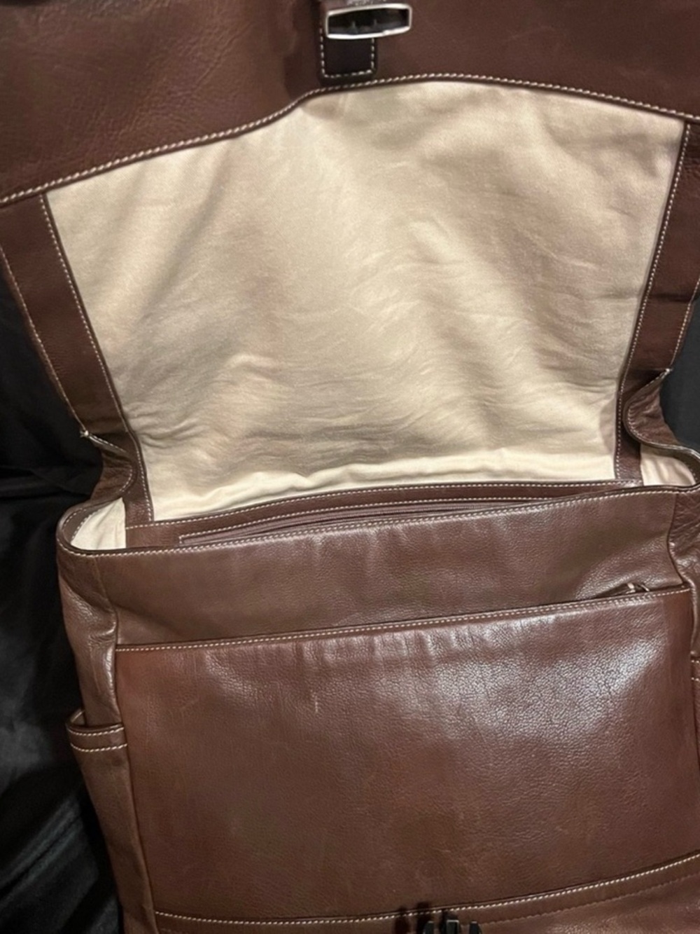 Coach Brown Leather Messenger Bag with Canvas Strap - Picture 14 of 16